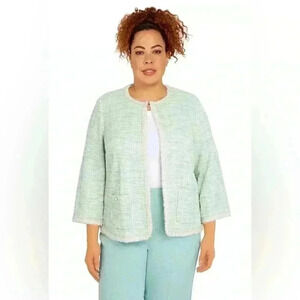 NWT Alfred Dunner Women’s Plus Size Lady Like Knit Boucle Cotton Jacket Size XL